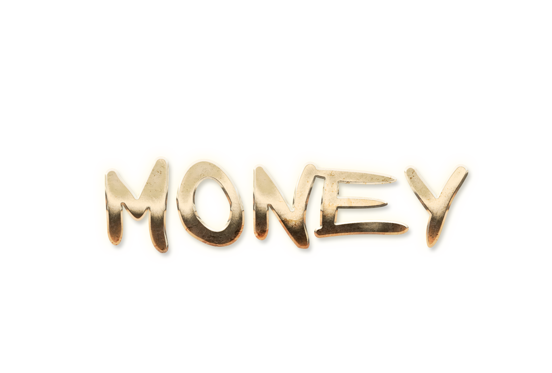 WORD MONEY gold text effects art typography PNG images free
